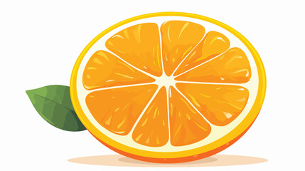 Half of fresh orange on white background .. flat vector