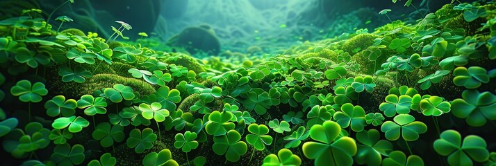 St. Patrick's Day background with clover leaves. Nature background