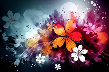 Fototapeta na wymiar mesmerizing burst of colors blending seamlessly in a vibrant flowers background