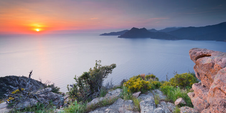 Frankreich, Korsika, Golfo di Porto, La Calanche, Sonne