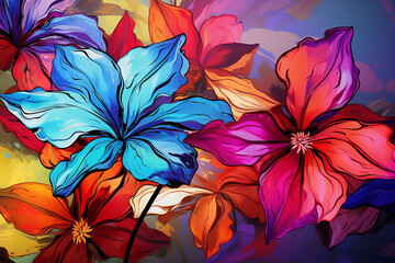 mesmerizing burst of colors blending seamlessly in a vibrant flowers background
