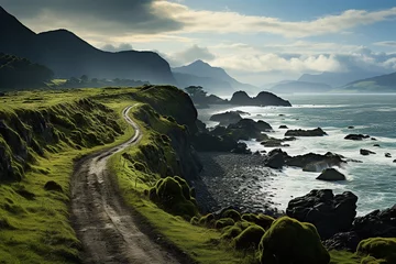 Cercles muraux Atlantic Ocean Road Scenic Coastal Road with Dramatic Mountains and Sea. 