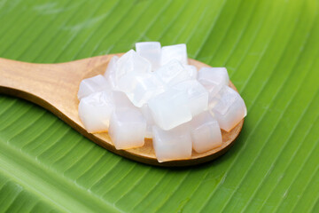 Mini cube coconut gel in syrup,  Thai dessert