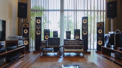 In-depth look at the assembly of high-end audio equipment - obrazy, fototapety, plakaty
