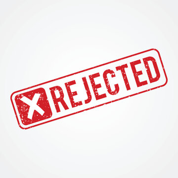 Rejected Stamp in Red Shade with Cross mark and Grunge Look 