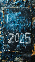 The year 2025 written in bold white chalk on a classic blackboard, symbolizing future planning, goal setting, and upcoming events in education or business