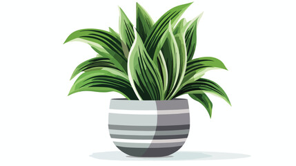 Home plant in a grey pot with green leaves in abstract 