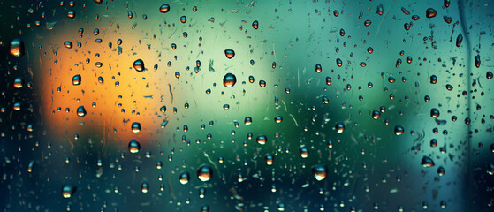 Drops of rain on glass  - obrazy, fototapety, plakaty