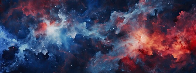 the milky in space is red and blue - obrazy, fototapety, plakaty