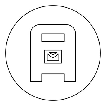 Post box mail postal letterbox mailbox icon in circle round black color vector illustration image outline contour line thin style