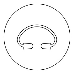 Earplug ear plug protection device icon in circle round black color vector illustration image outline contour line thin style