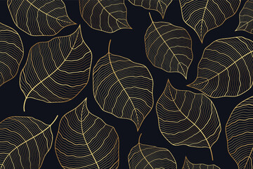 Vector vector abstract luxury golden leaf wallpaper.
