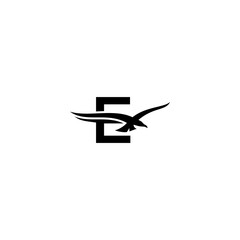bird logo with letter in black color