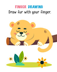 Drawing fingerprints for children. Educational game for preschool children. Activity of kids. Cartoon characters. Vector illustration. Game with funny animals.