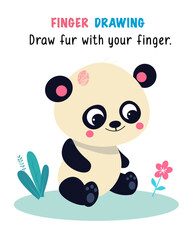 Drawing fingerprints for children. Educational game for preschool children. Activity of kids. Cartoon characters. Vector illustration. Game with funny animals.