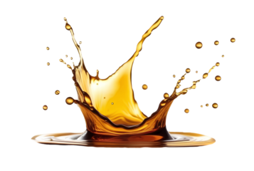 Oil splash in shape of crown isolated on transparent background for design.