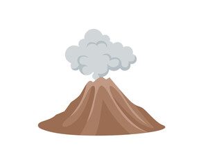 Volcano simple flat icon. Eruption and smoke vector illustration.