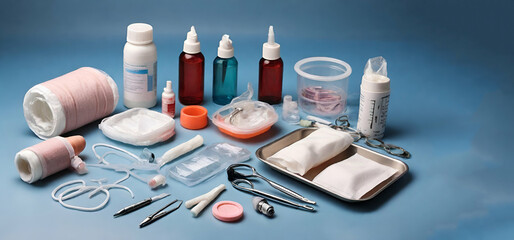 Hospital emergency rapid assistance portable medical equipment on table elevated generative by ai.