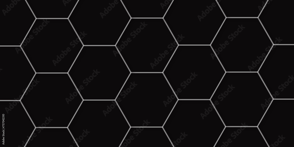 Poster abstract background with hexagon and black hexagonal background design. luxury geometric black patte