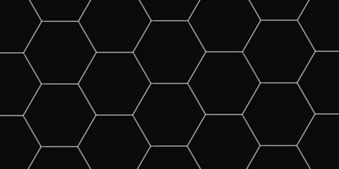 Abstract background with hexagon and black hexagonal background design. luxury geometric black pattern mesh cell texture. dark gray honeycomb texture background. geometric patterns drop shadow. - obrazy, fototapety, plakaty