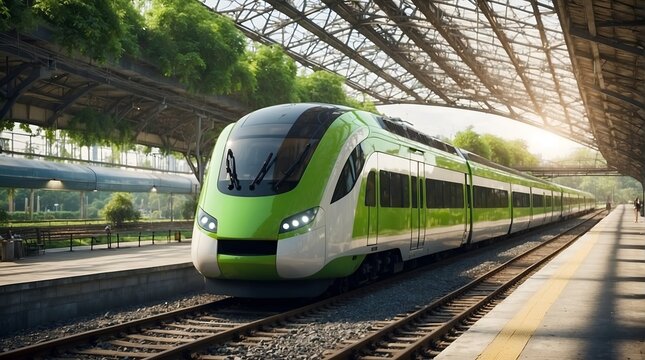 a green engry concept and electric train