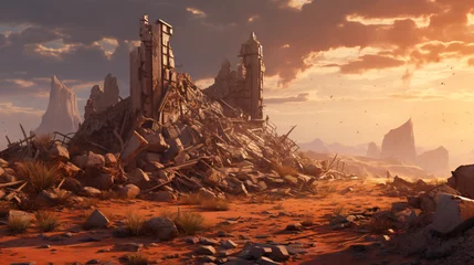  An ancient ruin in a postpocalyptic wasteland with r © franklin