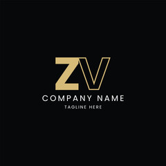 ZV logo joint letter alphabetic monograms vector template. 