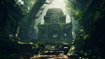 An ancient temple hidden in a jungle