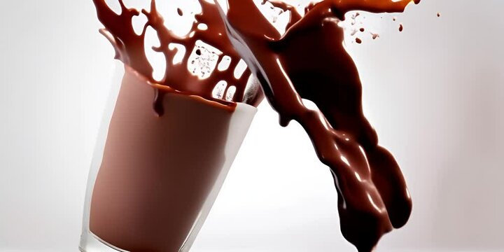 path clipping with background white on isolated splash chocolate glass pouring the in Splash chocolate Fresh