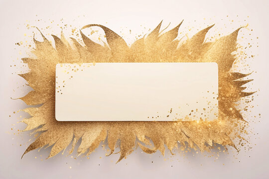 An image of a dynamic golden splash of paint forming a rectangular frame, symbolizing excitement and opulence