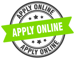 apply online stamp. apply online label on transparent background. round sign
