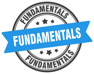 fundamentals stamp. fundamentals label on transparent background. round sign