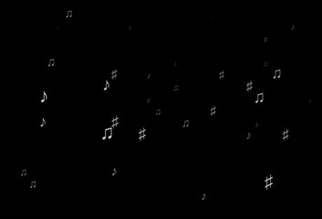 Dark Silver, Gray vector texture with musical notes.
