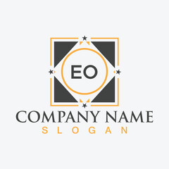 EO alphabet letter logo design with creative square shape