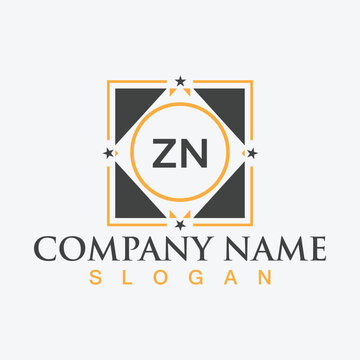 ZN alphabet letter logo design with creative square shape