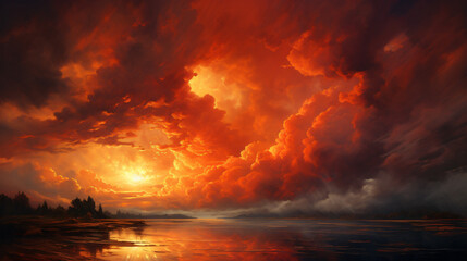 Evening Scene Fiery Cloud