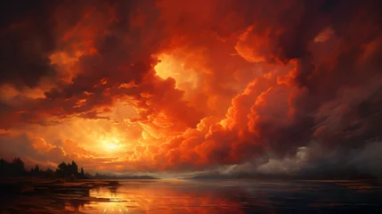 Foto auf Alu-Dibond Evening Scene Fiery Cloud © Ashley