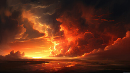 Evening Scene Fiery Cloud