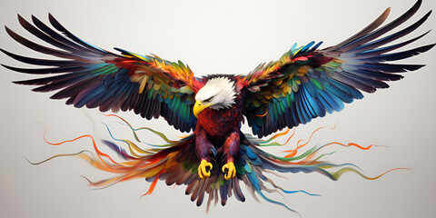 Illustration of a furious eagle spreading it's wings in a clean backdrop