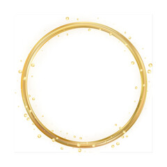 Gold thin round glitter frame. Golden luxury metallic border