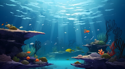Fototapeta na wymiar underwater ecosystem and coral illustration