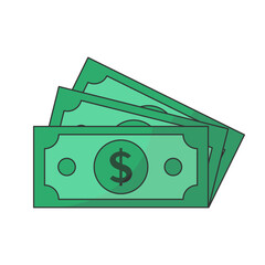 Green dollar sign. Dollar cash money cartoon vector illustration. 