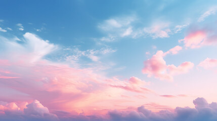 Blue sky colored with sunset light and pink pastel col - obrazy, fototapety, plakaty