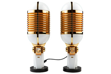 Mini stereo condenser microphones. Two mini microphones for sound recording. Modern audio technology. isolated on a Transparent background. Generative AI