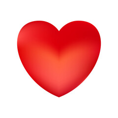 Red realistic heart icon on white background. 3d vector illustration.