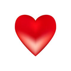 Red realistic heart icon on white background. 3d vector illustration.