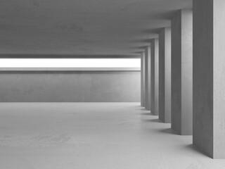 Concrete room with abstract interior. Open space. Industrial background template