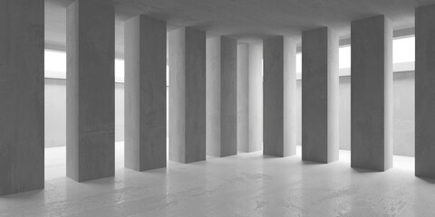 Fototapeta premium Abstract empty concrete interior. Minimalistic dark room design template