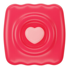Ren condom with pink heart 3d icon rendering