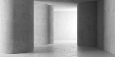 Grungy room with concrete walls. Old stone interior